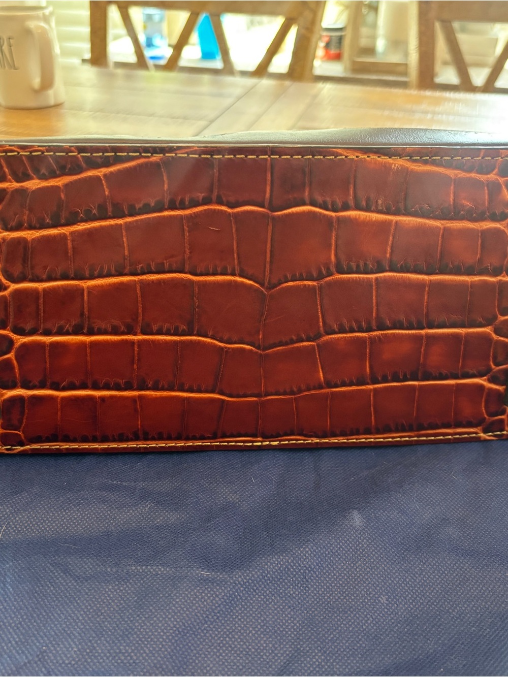 Dooney & Bourke Croc-Embossed Brown Dome Satchel with Gold Hardware - Picture 4 of 6